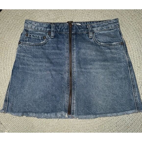 We the Free Skirt Womens 26 Denim Zip Up Mini FP Boho Y2K Cotton 90s Bodycon - Picture 1 of 10